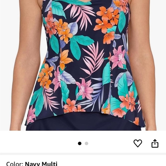 Swim Solutions Floral Spaghetti Strap Tankini swim top Sz 16W nwot, 012 - Picture 3 of 4